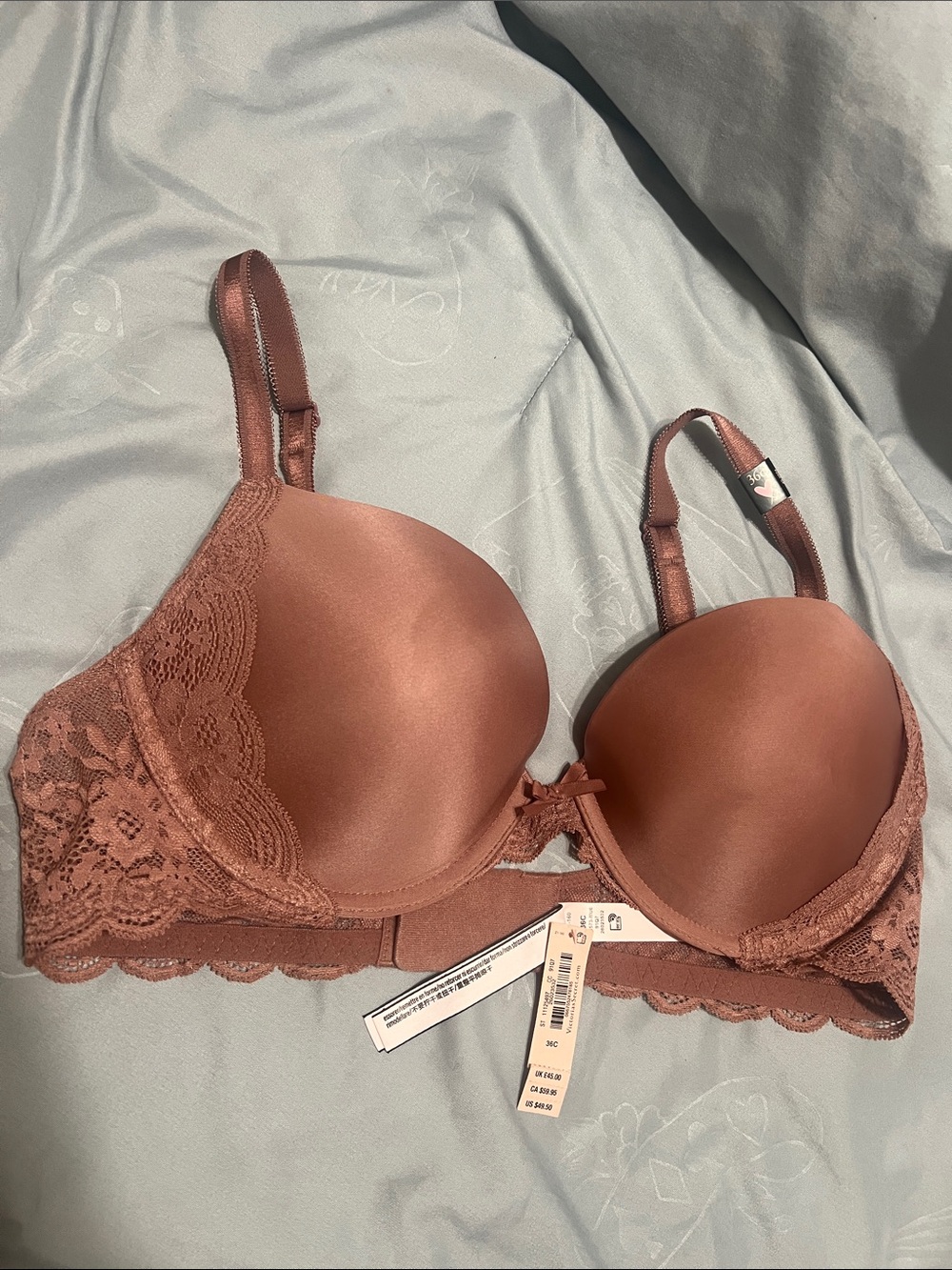 Victoria's Secret Lace-Trim T-Shirt Bra in Dusty Rose Brown